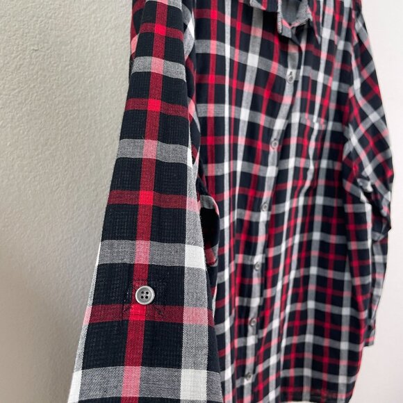J Jill Womens Plus 3X Plaid Button Up Shirt Long Roll Tab Sleeve Top - Picture 7 of 8